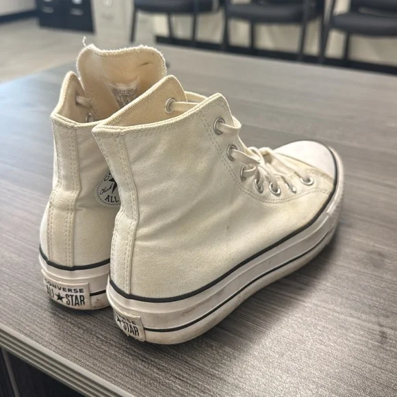 Women's High-Top Platform Canvas Sneakers - Cream Converse size 7 - Picture 2 of 7
